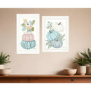 Set of Two Floral Pumpkins Wall Art White Framed Print HMS Collection