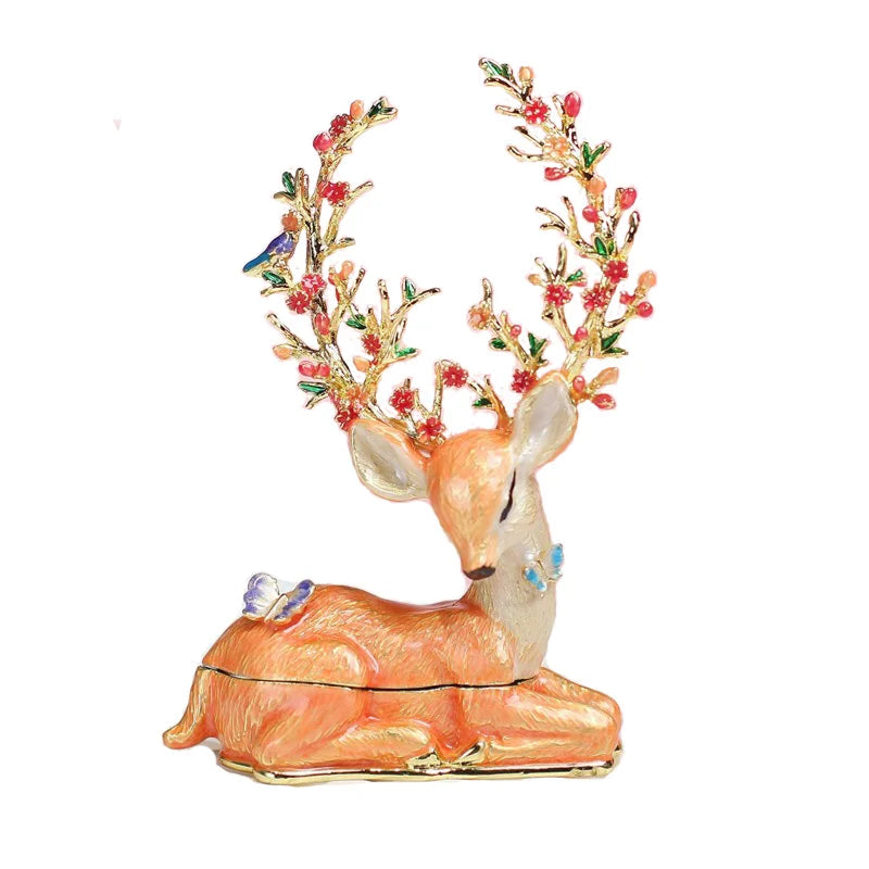 2025 Creative New Design Chinese Style Elk Metal Box Enamel Jewelry Case for Necklace and Ring Storage