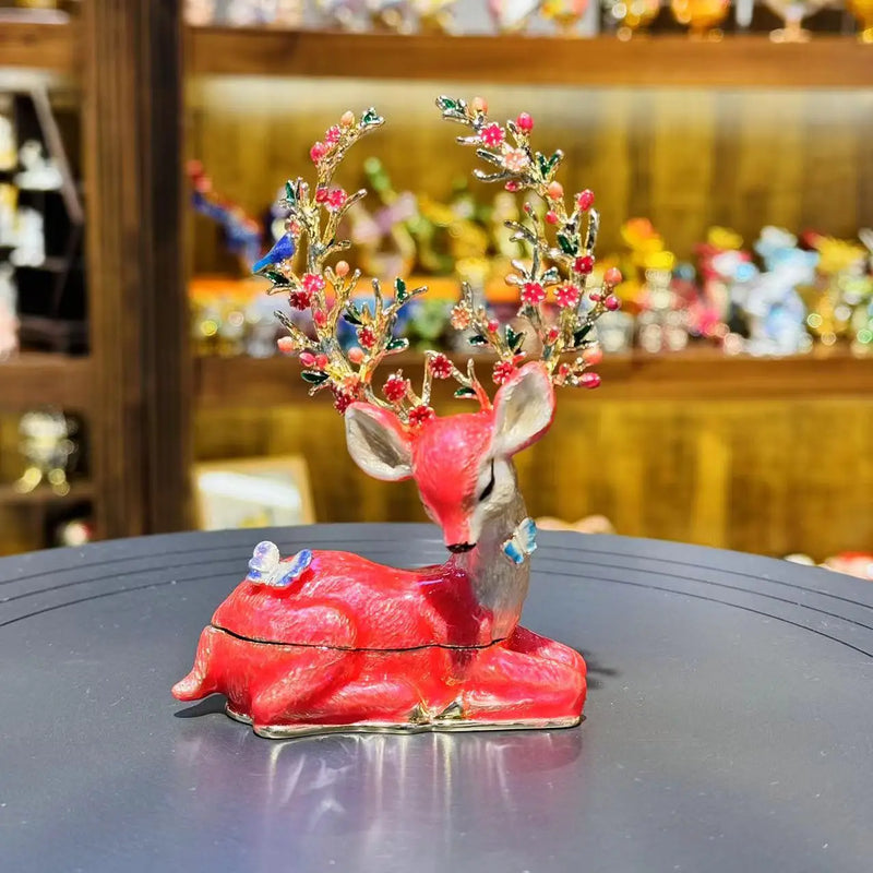 2025 Creative New Design Chinese Style Elk Metal Box Enamel Jewelry Case for Necklace and Ring Storage