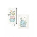 Set of Two Floral Pumpkins Wall Art White Framed Print HMS Collection