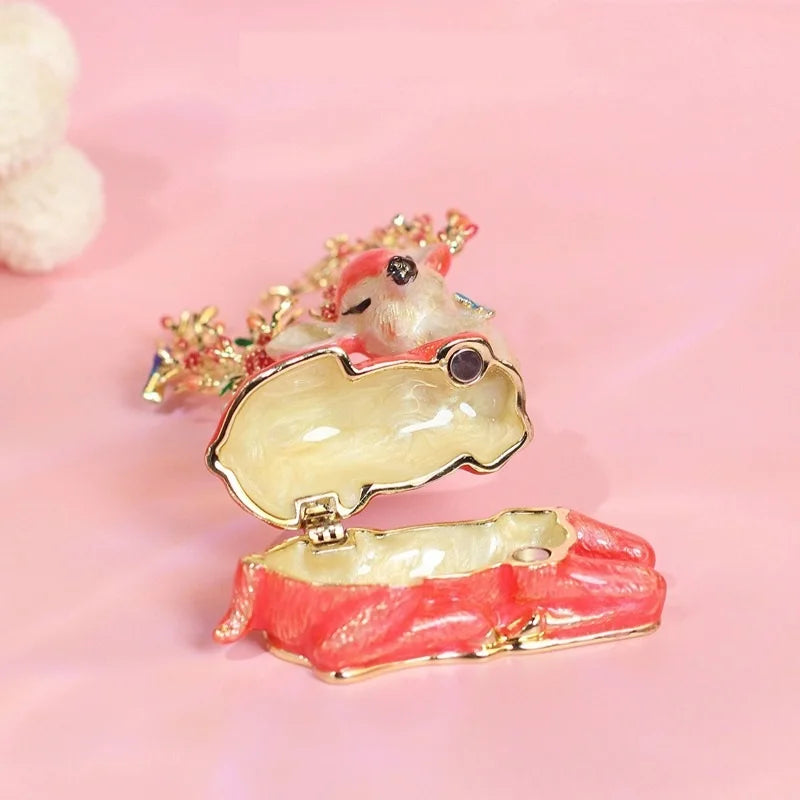 2025 Creative New Design Chinese Style Elk Metal Box Enamel Jewelry Case for Necklace and Ring Storage