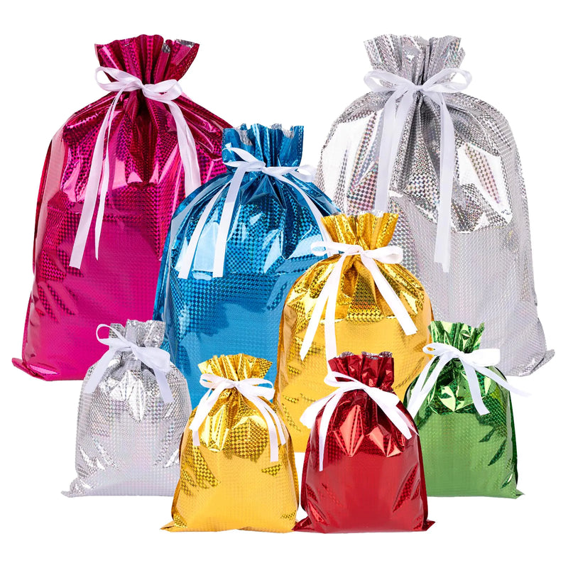 Festive Foil Gift Bags 20PC Set with Drawstrings