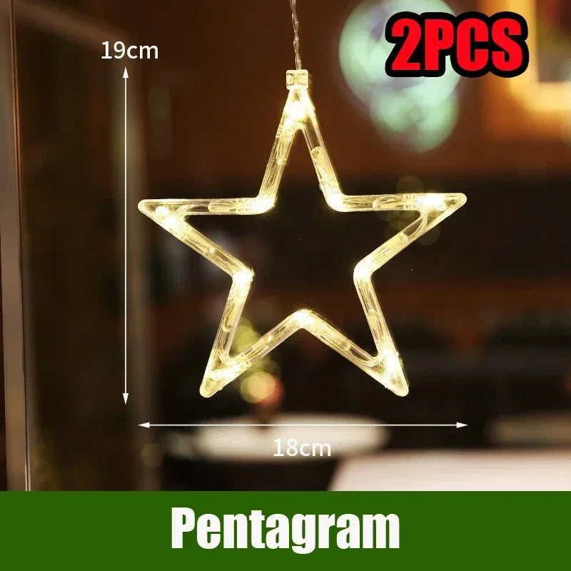 LED Christmas Lights String Decorative Lights Santa Claus Display Window Suction Cup Lights Christmas Tree Colored Lights