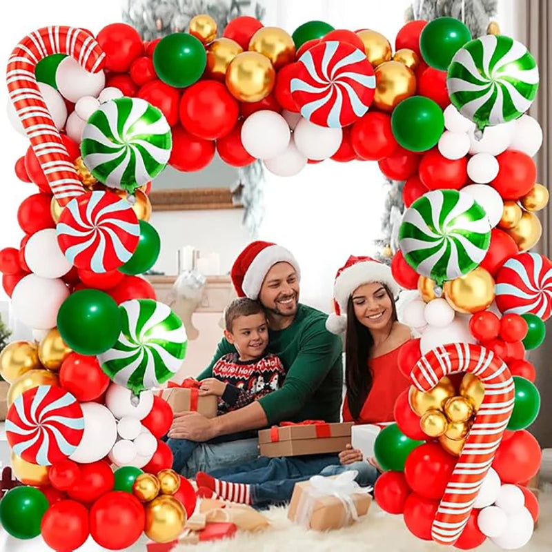 Christmas Candy Cane Balloon Garland Green Red White Balloon Arch Kit Christmas Birthday Party Baby Shower Wedding Decoration