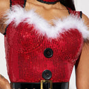 Sunfanrtnn Women Santa Costume Mrs Claus Dress Cosplay Christmas V-Neck Furry Fancy Hooded Dress Nightwear Outfits # 1 # W.