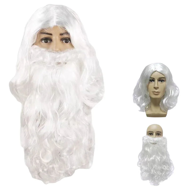 Santa Claus Beard Wig Suit Santa Claus Wig Cos White Beard Dress