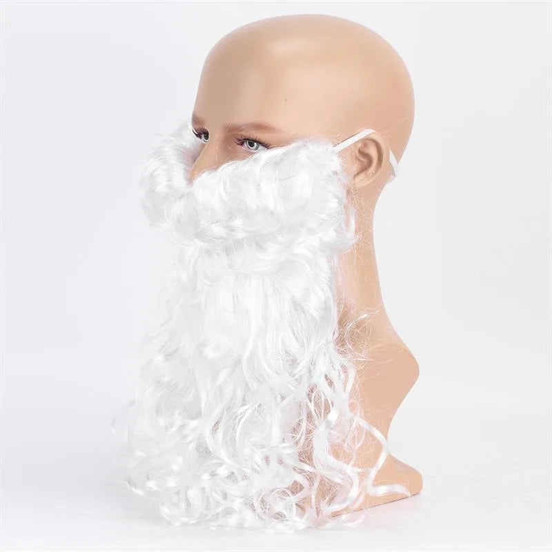 Santa Claus Wig Suit Christmas Party Play The Role of Headwear White Beard Christmas Festival Perform Accessory Long Curly Hair