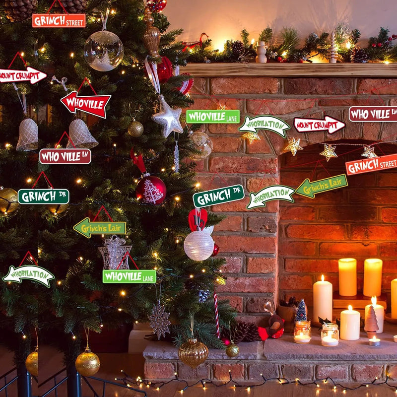 Christmas Tree Decorations 16pcs Grinchs Christmas Tree Hanging Ornament Holiday Xmas Grinchs Ornaments Grinchs Christmas Decor
