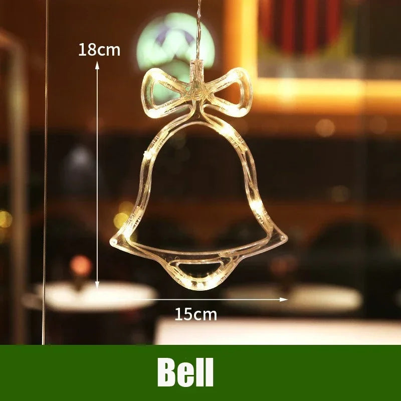 LED Christmas Lights String Decorative Lights Santa Claus Display Window Suction Cup Lights Christmas Tree Colored Lights