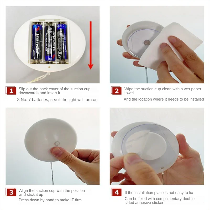 1-20PCS LED Christmas Suction Cup Lights Fawn Bell Pine Tree Star Father Christmas Window Wall Lights Holiday Decoration Lights