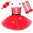 Red Santa Claus Costumes for Girls Christmas Tutu Dress for Kids New Year Carnival Fancy Outfit Children Xmas Party Clothes