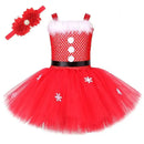 Red Santa Claus Costumes for Girls Christmas Tutu Dress for Kids New Year Carnival Fancy Outfit Children Xmas Party Clothes