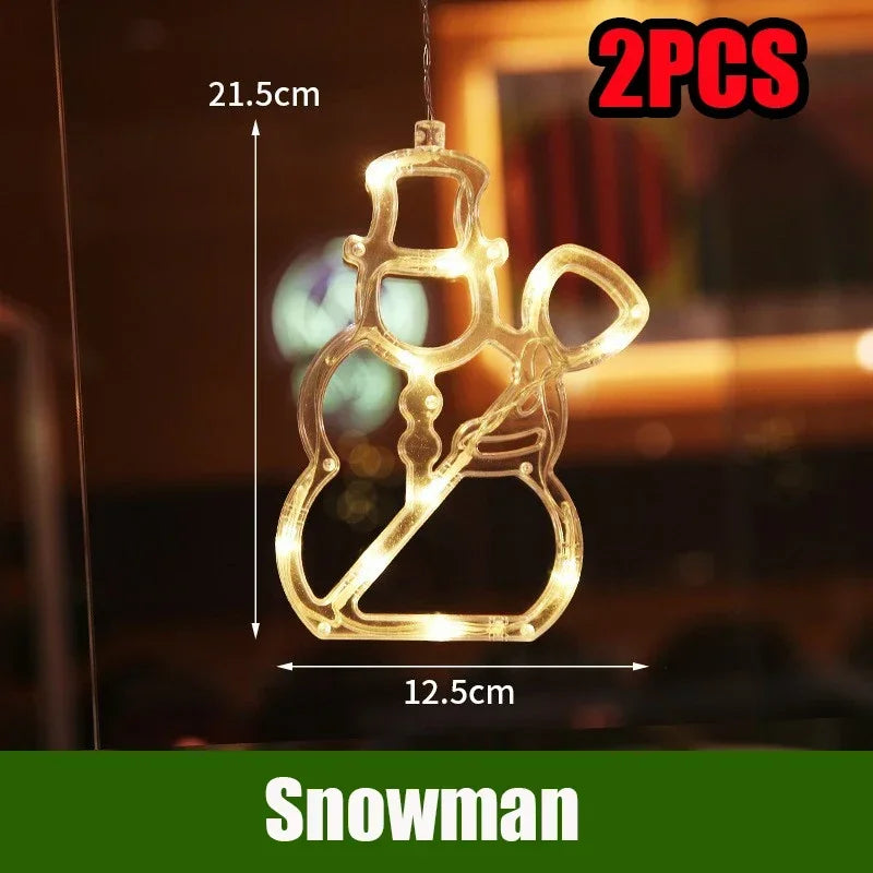 LED Christmas Lights String Decorative Lights Santa Claus Display Window Suction Cup Lights Christmas Tree Colored Lights