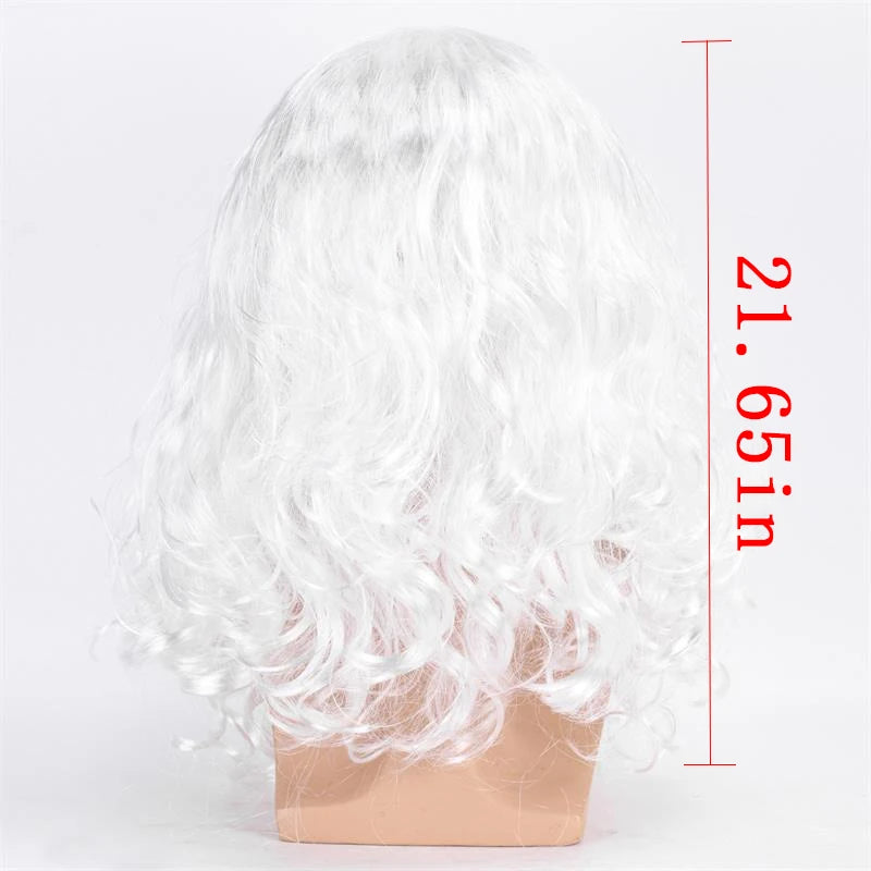 Santa Claus Wig Suit Christmas Party Play The Role of Headwear White Beard Christmas Festival Perform Accessory Long Curly Hair