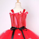 Red Santa Claus Costumes for Girls Christmas Tutu Dress for Kids New Year Carnival Fancy Outfit Children Xmas Party Clothes