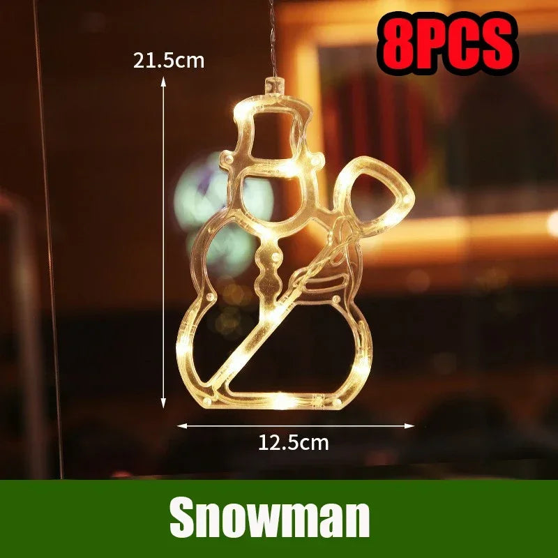 LED Christmas Lights String Decorative Lights Santa Claus Display Window Suction Cup Lights Christmas Tree Colored Lights