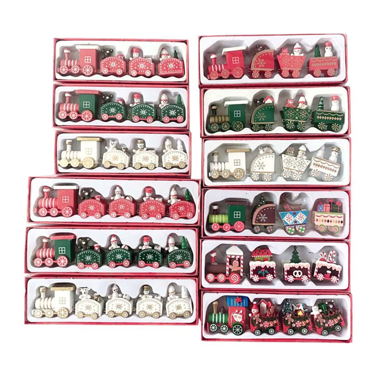 Christmas Wooden Train Merry Christmas Decorations for Home 2025 Xmas Tree Ornament Navidad Noel Kids Gift Happy New Year 2026
