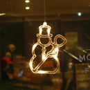 LED Christmas Suction Cup Lights Santa Claus Fawn Bell Pine Tree Star Window Wall Holiday Party Home Decoration Lighting