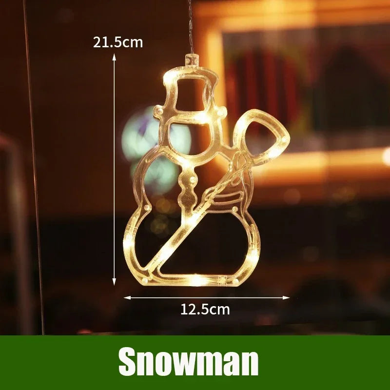 LED Christmas Lights String Decorative Lights Santa Claus Display Window Suction Cup Lights Christmas Tree Colored Lights