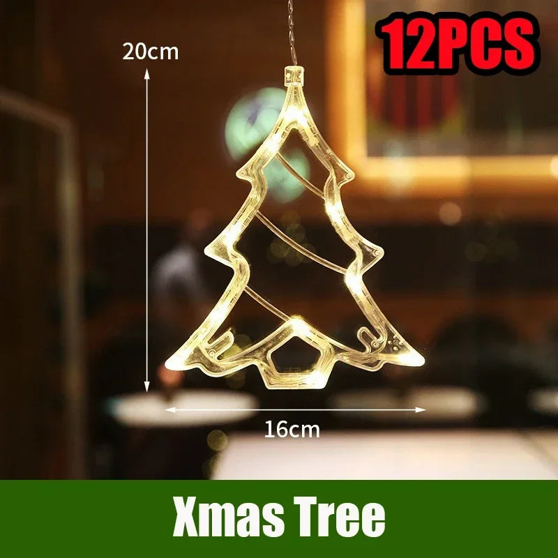 LED Christmas Lights String Decorative Lights Santa Claus Display Window Suction Cup Lights Christmas Tree Colored Lights