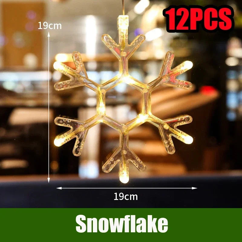 LED Christmas Lights String Decorative Lights Santa Claus Display Window Suction Cup Lights Christmas Tree Colored Lights