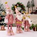 Christmas Decoration Pink Telescopic Doll Santa Claus Snowman Elk Various Standing Positions Holiday Atmosphere Christmas Gift