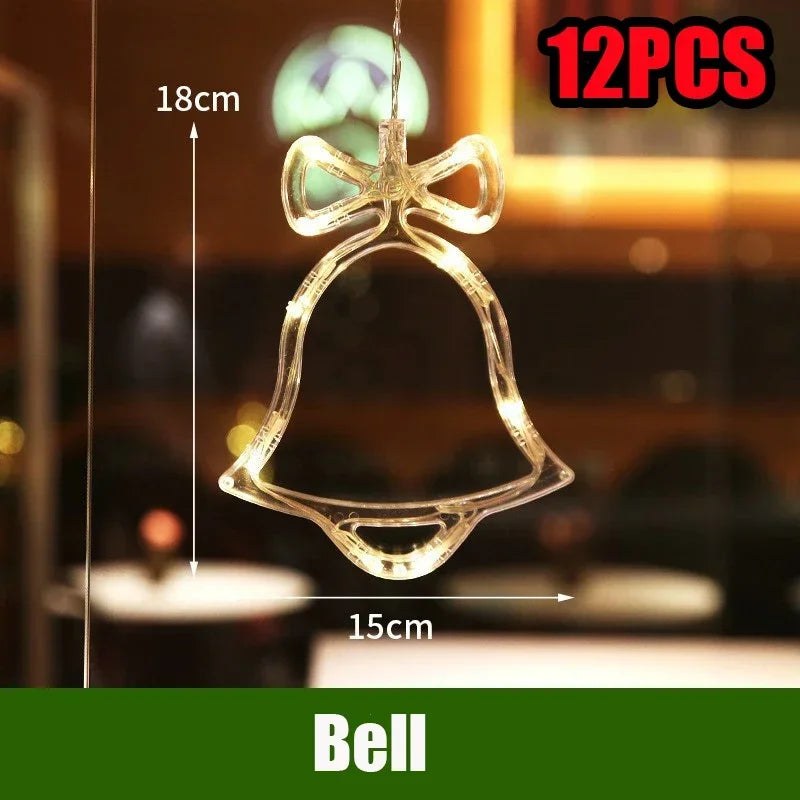 LED Christmas Lights String Decorative Lights Santa Claus Display Window Suction Cup Lights Christmas Tree Colored Lights