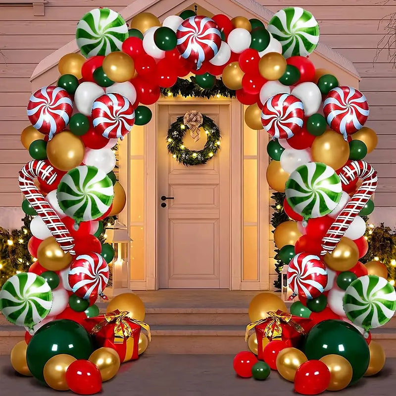 Christmas Candy Cane Balloon Garland Green Red White Balloon Arch Kit Christmas Birthday Party Baby Shower Wedding Decoration