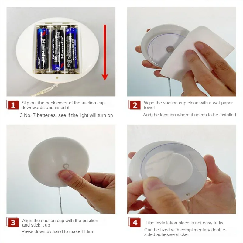 LED Christmas Suction Cup Lights Santa Claus Fawn Bell Pine Tree Star Window Wall Holiday Party Home Decoration Lighting