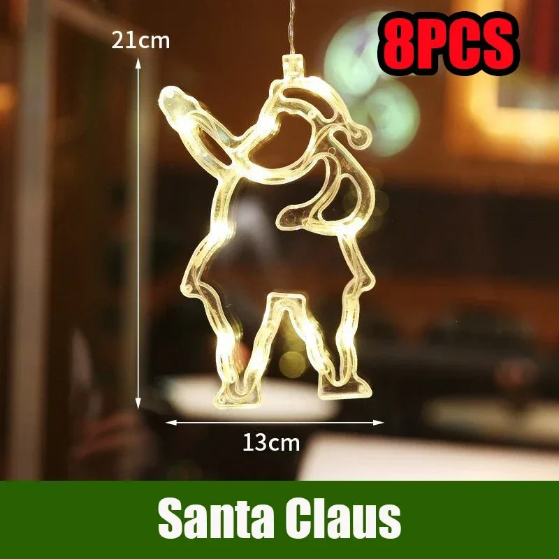 LED Christmas Lights String Decorative Lights Santa Claus Display Window Suction Cup Lights Christmas Tree Colored Lights