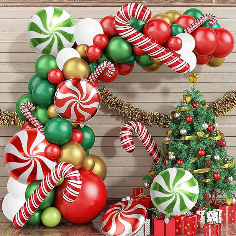 Christmas Candy Cane Balloon Garland Green Red White Balloon Arch Kit Christmas Birthday Party Baby Shower Wedding Decoration