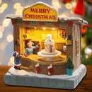 Animated Christmas Village Accessories Decor with Music and LED Lights - Bring Festive Cheer to Your Home with Our Icecream Shop