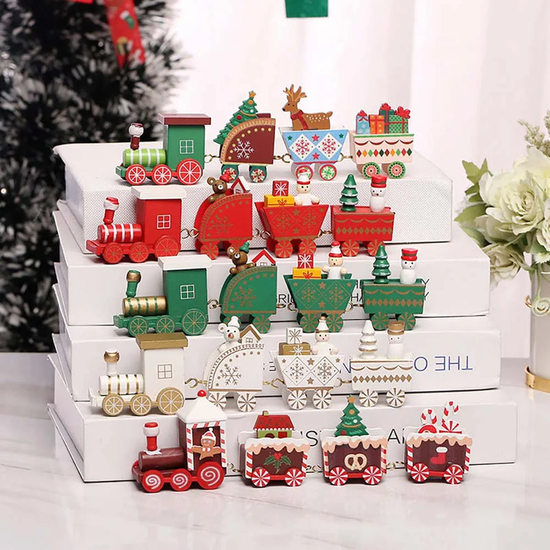 Christmas Wooden Train Merry Christmas Decorations for Home 2025 Xmas Tree Ornament Navidad Noel Kids Gift Happy New Year 2026