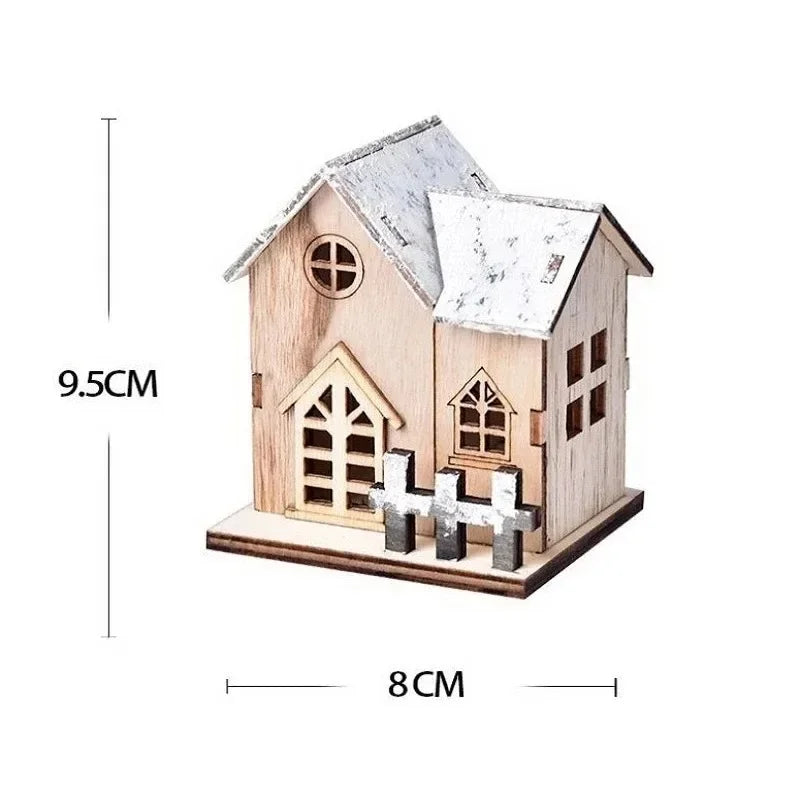 Christmas LED Light Wooden House Luminous Cabin Merry Christmas Decorations For Home DIY Xmas Tree Ornaments Kids Gifts New Year
