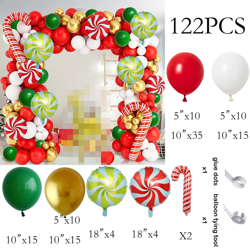 Christmas Candy Cane Balloon Garland Green Red White Balloon Arch Kit Christmas Birthday Party Baby Shower Wedding Decoration