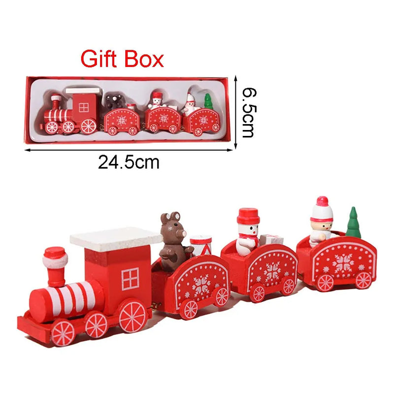 Christmas Wooden Train Merry Christmas Decorations for Home 2025 Xmas Tree Ornament Navidad Noel Kids Gift Happy New Year 2026